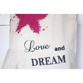 Tote bag étoile fuchsia "love & dream"