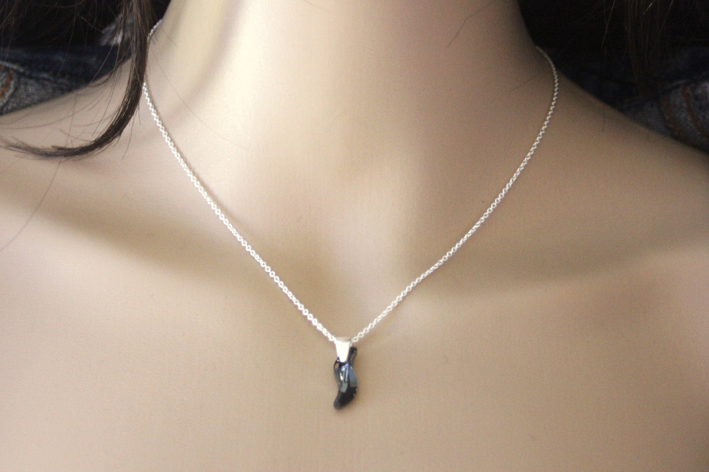 Collier argent 3 perles noires cristal swarovski - Emmafashionstyle